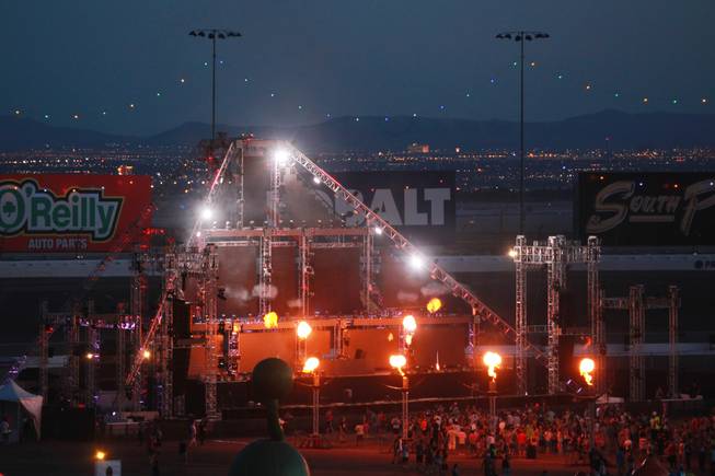 The Bass Pod stage lights up during the first night of the Electric Daisy Carnival Friday, June 20, 2014 at the Las Vegas Motor Speedway.
