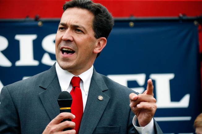 State Sen. Chris McDaniel speaks at a rally in Madison, Miss., on Thursday, June 19, 2014. McDaniel is in a runoff against longtime U.S. Sen. Thad Cochran for the GOP nomination for Senate.