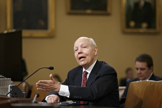 Internal Revenue Service Commissioner John Koskinen testifies on Capitol Hill in Washington, Friday, June 20, 2014, before the House Ways and Means Committee as it continues to probe whether tea party groups were improperly targeted for increased scrutiny by the IRS.