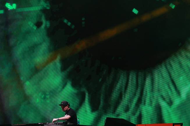 Justin Martin performs during the first night of the Electric Daisy Carnival Saturday, June 21, 2014 at the Las Vegas Motor Speedway.