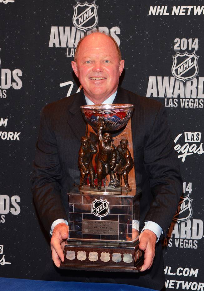 Bob Murray of the Anaheim Ducks with the GM of the Year Award at the 2014 NHL Awards in Encore Theater on Tuesday, June 24, 2014, at Wynn Las Vegas.