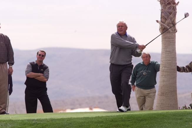 Arnold Palmer makes an appearance during the opening opening of the Red Rock Country Club Feb 29, 2000.