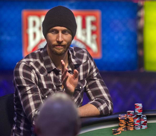 WSOP player Brandon Shack-Harris waves to a friend during the Poker Players Championship final table of professional poker players at the Rio on Thursday, June 26, 2014.