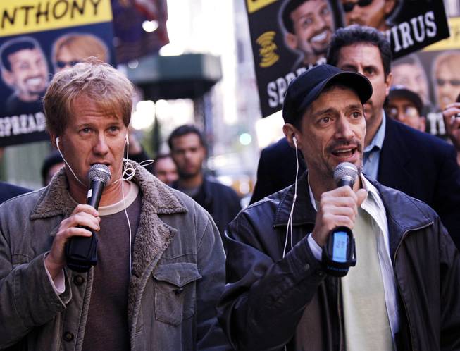 Radio shock jocks Greg "Opie" Hughes and Anthony Cumia are shown in this April 26, 2006, file photo in New York.