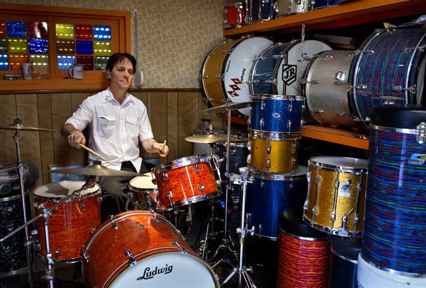 Jim Rogers is an avid collector.and drummer, he even having a number of matching kits on Friday, July 4, 2014.  L.E. Baskow