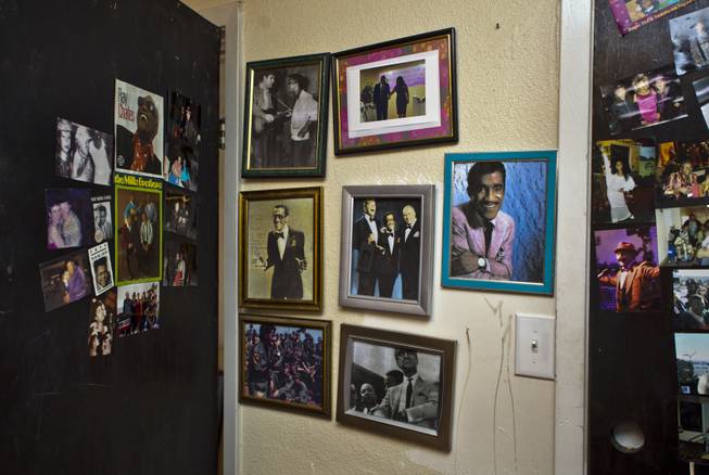 Photos of Sammy Davis Jr. are seen Wednesday, July 9, 2014, inside the room he stayed in at the Harrison House.