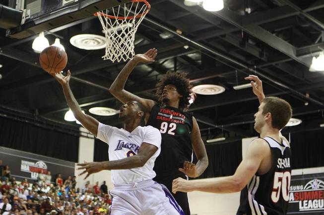 Los Angeles forward Roscoe Smith drives to the basket during their NBA Summer League game against Toronto Friday, July 11, 2014 at Cox Pavilion.