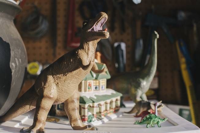 A collection of toy dinosaurs on display at Shang-Gri La Prehistoric Park in Las Vegas, Nev on July 12, 2014.