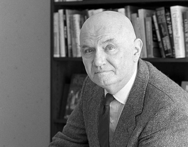 Thomas Berger at the offices of publisher Little, Brown & Company in New York on March 25, 1987. Berger, the reclusive and bitingly satirical novelist who explored the myths of the American West in “Little Big Man” and the mores of 20th century middle-class society in a shelf of other well-received books, died July 13, 2014. He was 89. 