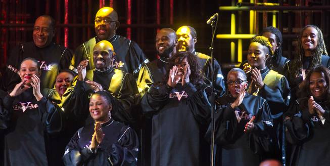 Members of the Las Vegas Mass Choir perform for the crowd during The Venetian Las Vegas announcement event for the engagement of "Georgia On My Mind: The Music of Ray Charles" on Tuesday, July 22, 2014.