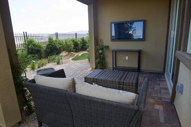 A patio is shown at a one-story plan 1849 model home at KB Homes' Tevare residential development in Summerlin Wednesday, July 30, 2014.