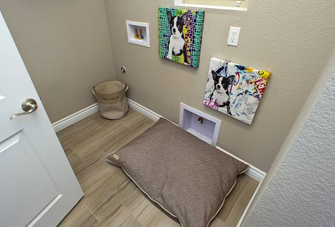 A dog bed gets a temporary home in the laundry room in a two-story plan 2568 model home at KB Homes' Tevare residential development in Summerlin Wednesday, July 30, 2014.