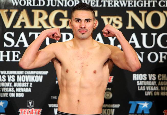 August 1, 2014, Las Vegas,Nevada ---   Jose Ramirez (pictured) and Alfred Romero weigh in (Ramirez   142.4 lbs , Romero 138.2 lbs) for their upcoming feature  fight, Saturday, August 2 in the Chelsea at the Cosmopolitan.