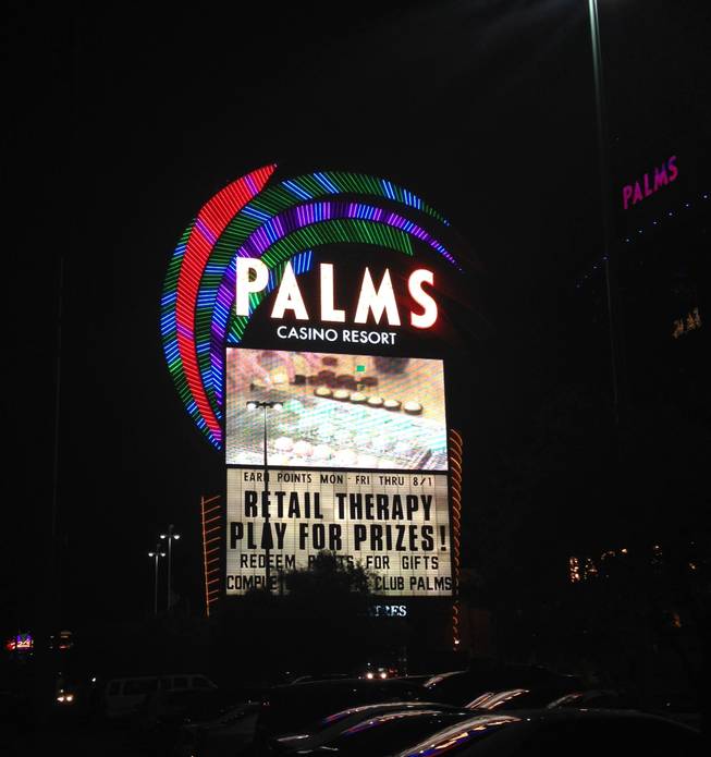 The marquee at the Palms, absent the "Maloof Casino Resort" notation that was displayed prominently on the sign from its opening in November 2001 through May 2014.