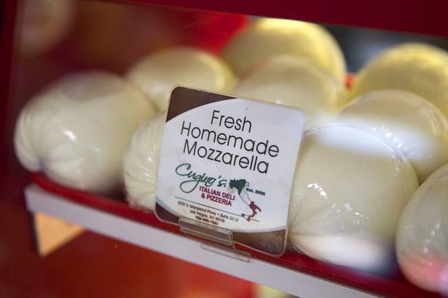 Fresh homemade Mozzarella cheese is offered for sale at Cugino's Italian Deli and Pizzeria, 4550 S Maryland Parkway, Sunday, Aug. 3, 2014.