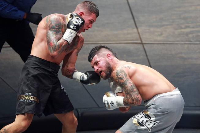 Gabe Rosado hits Bryan Vera with a left during their fight on the inaugural card of Big Knockout Boxing Saturday, Aug. 16, 2014 at the Mandalay Bay Events Center. Rosado won by TKO.
