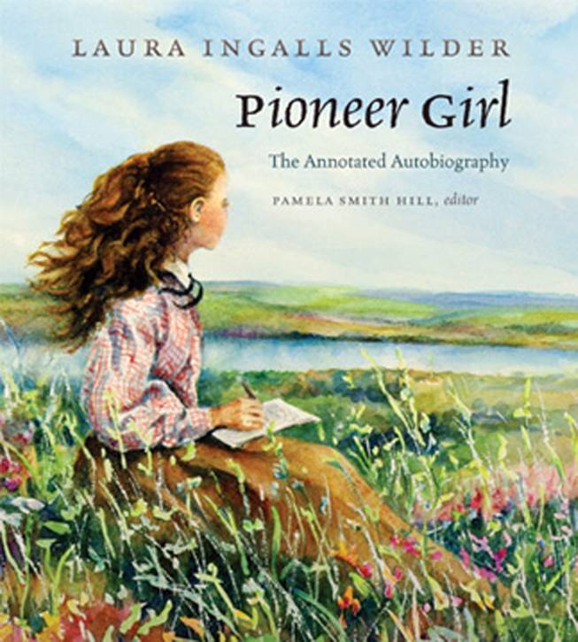 This undated image provided by the South Dakota Historical Society Press shows Judy Thompson's illustration of the cover of "Pioneer Girl: The Annotated Autobiography". The original version of the autobiography, that Wilder likely wrote in the late 1920s, was written on tablet paper with lead pencil. The South Dakota State Historical Society Press plans to publish an annotated version of this fall.