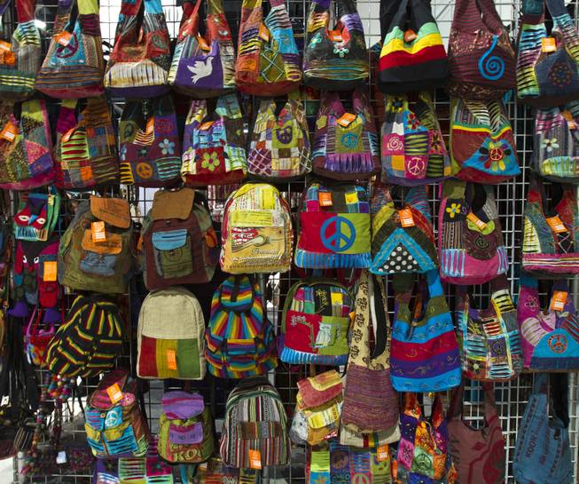 New colorful backpacks abound during the MAGIC Marketplace Fall Show at the Las Vegas Convention Center on Tuesday, August 19, 2014.  L.E. Baskow