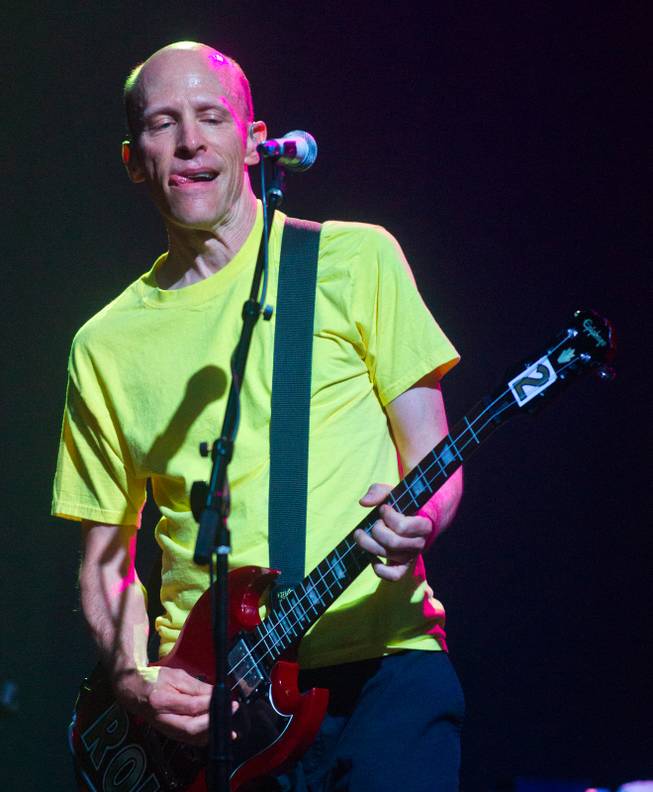 Chris Bellew with Presidents of the United States of America sticks out his tongue as he performs at the House of Blues in the Mandalay Bay on Saturday, August 23, 2014.