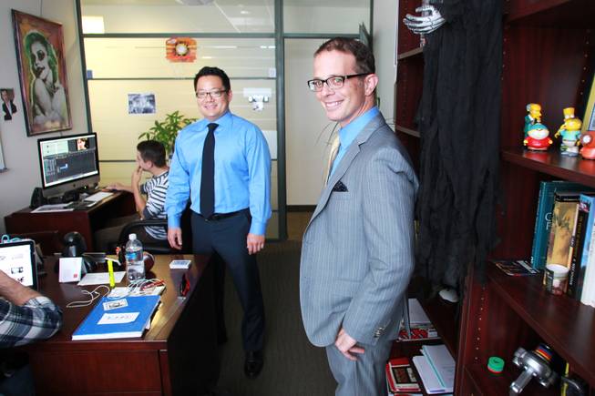 Remark Media CEO Shing Tao and CFO  Doug Osrow in the office of their humor website slaptv.com Wednesday, Aug. 20, 2014