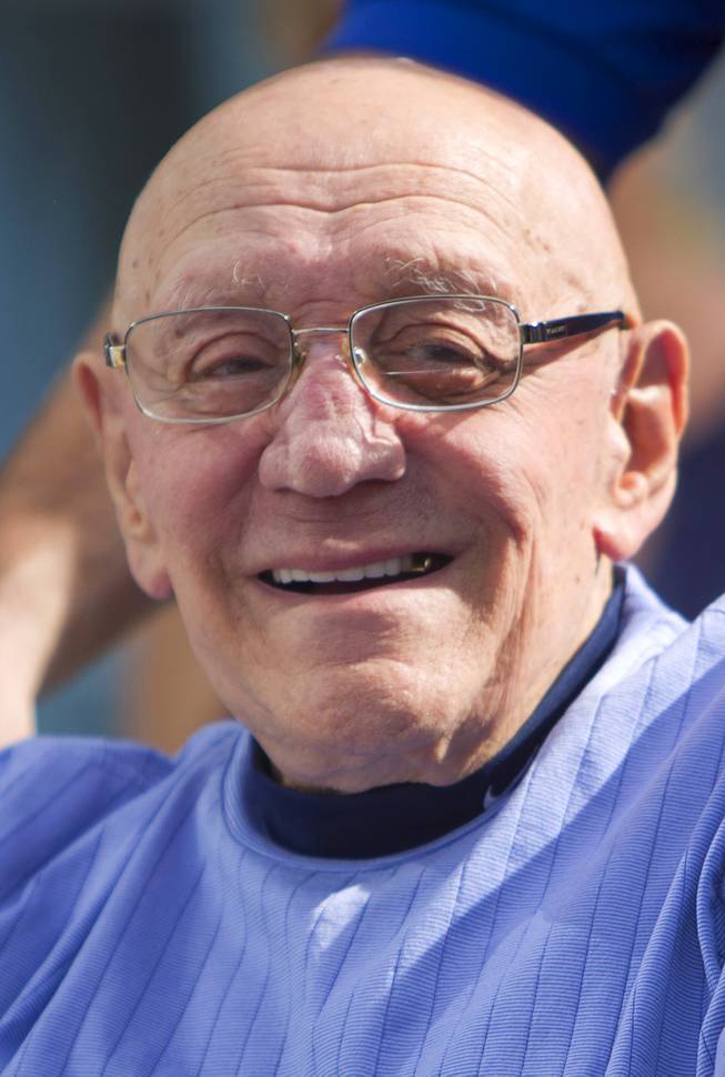 Coach Jerry Tarkanian attends a ceremony honoring the Mountain Ridge Little League team at Las Vegas City Hall Saturday, Aug. 30, 2014. After the ceremony, the team boarded an open-air Big Bus for a police-escorted parade down the Las Vegas Strip.