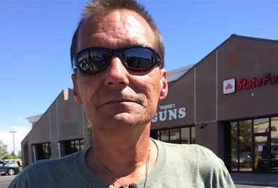 This Aug. 29, 2014 photo provided by KLAS-TV 8 News Now, shows Todd Woodruff in Las Vegas. Woodruff, the father of Amanda Miller, whose June rampage with her husband, Jerad Miller, left two Las Vegas police officers and a good Samaritan dead, visited the restaurant and store where the three were gunned down. Woodruff told KLAS-TV that he realizes his daughter caused a lot of hurt and he will never forget the three victims. 