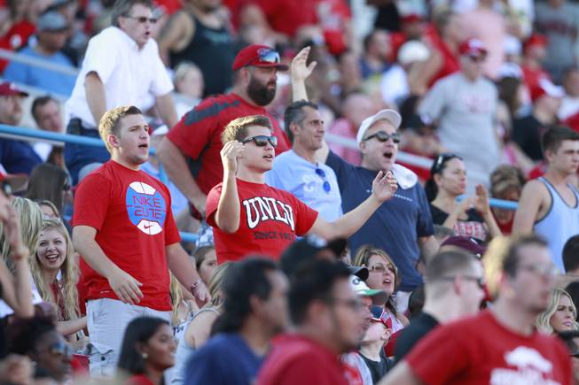 UNLV Rebels fans watch a game against the Northern Illinois Huskies on Saturday, Sept. 13, 2014, at Sam Boyd Stadium in Las Vegas. The Huskies won.