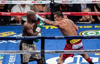 Floyd Mayweather Jr. vs. Marcos Maidana 2 at MGM Grand Garden Arena on Saturday, Sept. 13, 2014, in Las Vegas. Mayweather Jr. won for the second time in four months by decision.