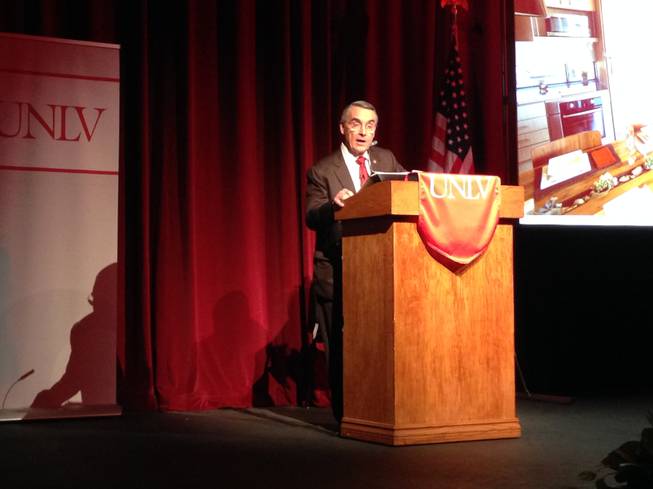 UNLV acting President Don Snyder presents his State of University address at UNLV's Judy Bayley Theatre on Thursday, Sept. 18, 2014.