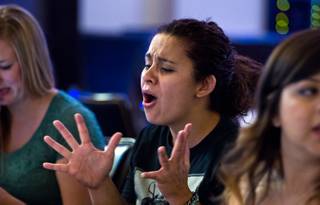 Jessica Camacho reacts to the wrong number being called for her to win at bingo as Station Casinos at Green Valley Ranch offers a more 
