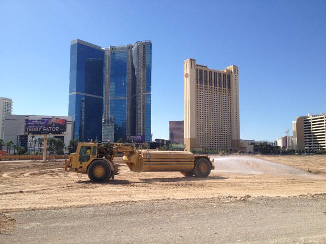 The Rock in Rio USA music festival is scheduled to be held in May 2015 at the southwest corner of Las Vegas Boulevard and Sahara Avenue. Above, construction crews doing site work there on Friday, Sept. 26, 2014.