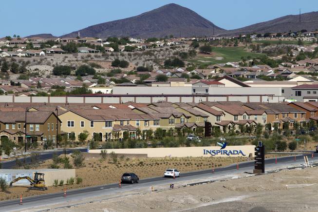Traffic is shown on Bicentennial Parkway at the Inspirada master-planned community in Henderson, Monday, Sept. 29, 2014. 