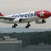 In this 2005 file photo, an Edelweiss Air jet lands at Zurich-Kloten airport in Switzerland.