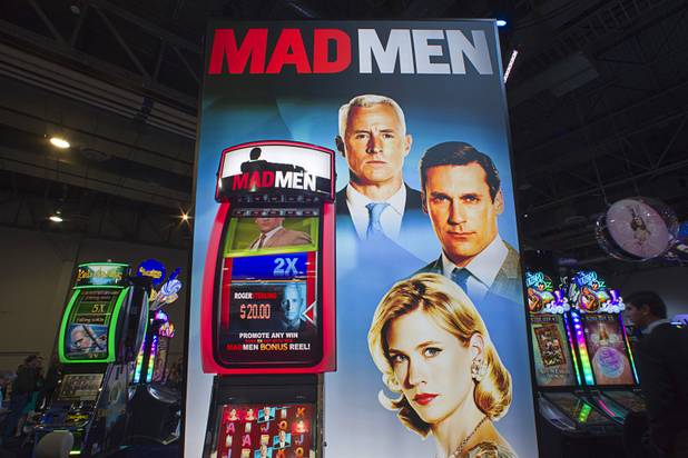 A display for a Mad Men-themed slot machine is shown in the WMS Gaming booth during the final day of the Global Gaming Expo (G2E) at the Sands Expo Center Thursday, Oct. 2, 2014.