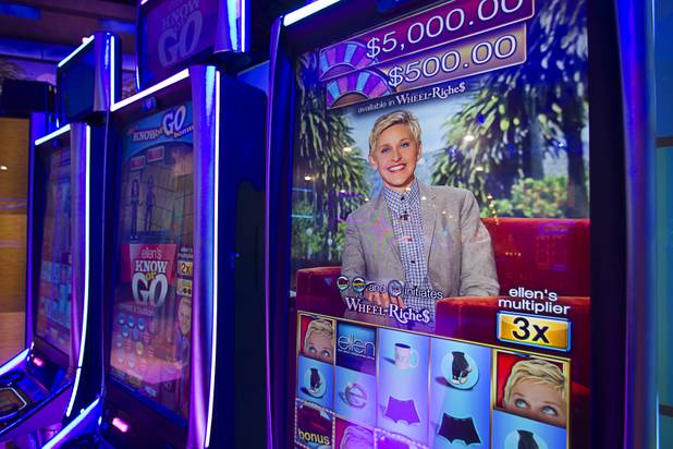 An Ellen slot machine is displayed at the IGT booth during the Global Gaming Expo (G2E) at the Sands Expo Center Thursday, Oct. 2, 2014.