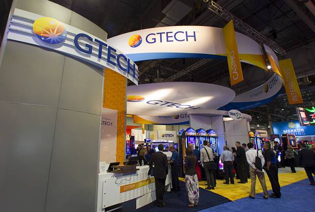 The GTECH booth is shown during the Global Gaming Exposition (G2E) at the Sands Expo Center Thursday, Oct. 2, 2014.