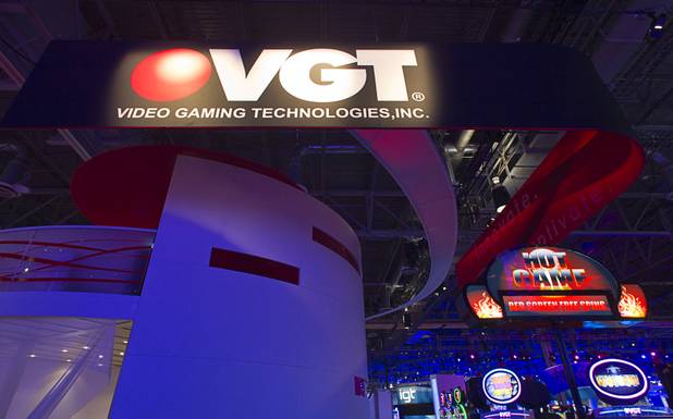 The VGT (Video Gaming Technologies) booth is shown during the Global Gaming Exposition (G2E) at the Sands Expo Center Thursday, Oct. 2, 2014.