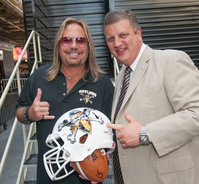Vince Neil and his Las Vegas Outlaws announcement with The D Las Vegas owner Derek Stevens on Wednesday, Sept. 24, 2014, at Fremont Street Experience.