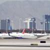 A Delta plane taxis on the runway at McCarran International Airport on October 10, 2014.