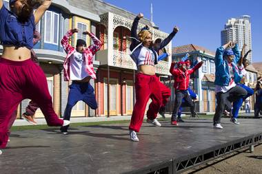 Break dancers perform during a Rock in Rio news conference Monday, Oct. 27, 2014. The event was held to unveil a mock-up of Rock Street, one of three thematic streets that will be featured inside the City of Rock. The music festival venue at Las Vegas Boulevard South and Sahara Avenue will open in May of 2015.