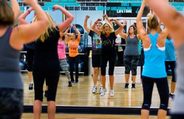 A cardio class, pictured here Thursday, Nov. 6, 2014, is one of many classes offered at the new Life Time Athletic in Green Valley.
