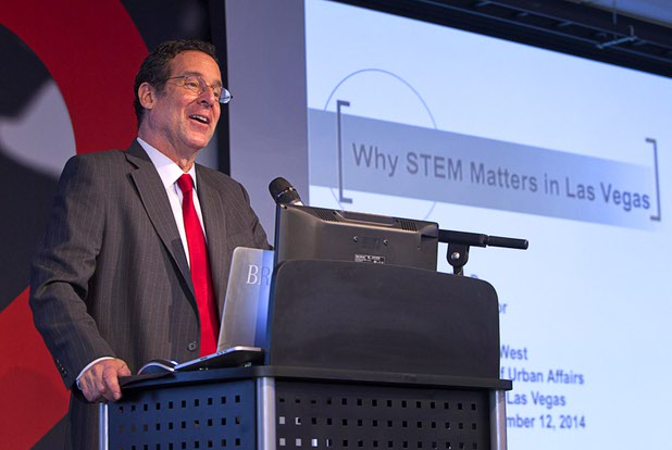 Robert Lang, UNLV director of Brookings Mountain West and executive director of the Lincy Institute, speaks during "Cracking the Code on STEM:  A People Strategy For Nevada's Economy" at the Innevation Center Wednesday, Nov. 12, 2014. Representatives from the Brookings Mountain West discussed a report regarding the STEM (science, technology, engineering, and mathematics) economy and education in Nevada.