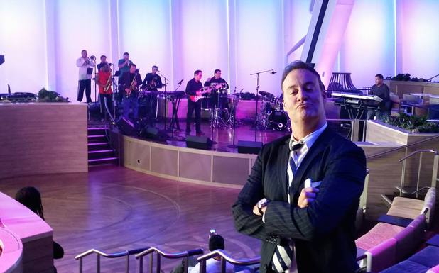 Quantum of the Seas Entertainment Director Nick Weir is shown in the Two70 entertainment venue during the sound check of Santa Fe & The Fat City Horns on Friday, Nov. 14 2014.