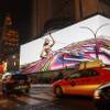 The world’s largest high-definition digital display lights up for the first time in Times Square in New York, Nov. 13, 2014. Covering an entire city block, the mega-screen will light up Tuesday night with a digital art exhibition by the Universal Everything studio collective.