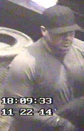 Henderson Police identified the man shown in this surveillance video as a suspect in the robbery of the Sunset Station sports book on Saturday, Nov. 22, 2014.