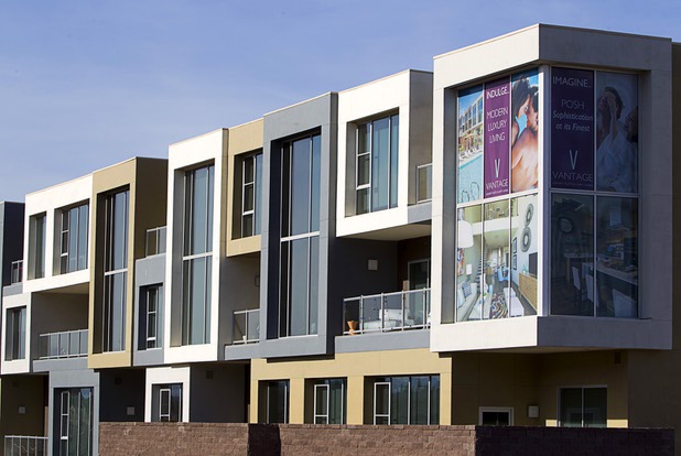 An exterior view of the Vantage Lofts, 201 S. Gibson Rd., in Henderson, Dec. 7, 2014.