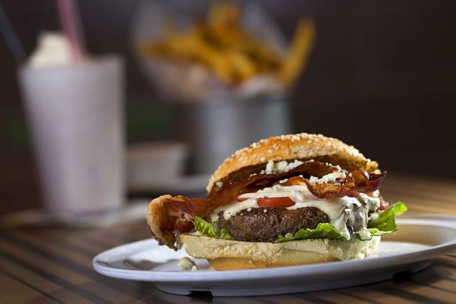The Bobby Blue Burger, Bobby Flay's namesake burger, at Bobby's Burger Palace on Las Vegas Boulevard South Wednesday, Jan. 22, 2015.