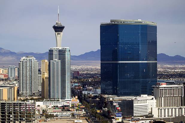 A view of the stalled Fontainebleau resort, right, on Las Vegas Boulevard South on Dec. 30, 2014. Fontainebleau was sold to New York real estate firms Witkoff Group LLC and New Valley LLC for $600 million in August 2017.
