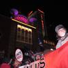 This Nov. 19, 2014, photo shows members of the Unite-HERE casino workers union marching in front of the Trump Taj Mahal casino in Atlantic City, N.,J. to protest benefit cuts a bankruptcy court judge imposed on Taj workers.