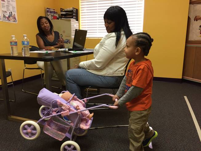 A child is evaluated for early-intervention services Tuesday morning at the Positively Kids Neopediatric Clinic, which opened earlier this month at 2480 E. Tompkins Ave. in Las Vegas.